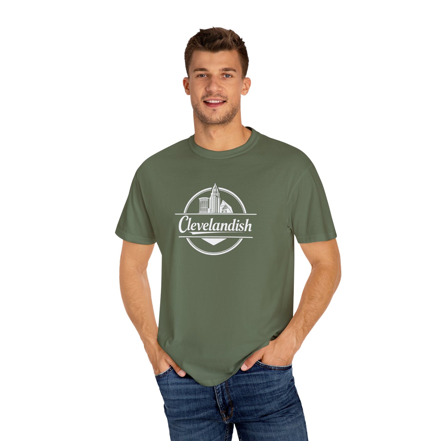 Garment-Dyed T-Shirt Clevelandish Logo Tee - Represent Your Home Town