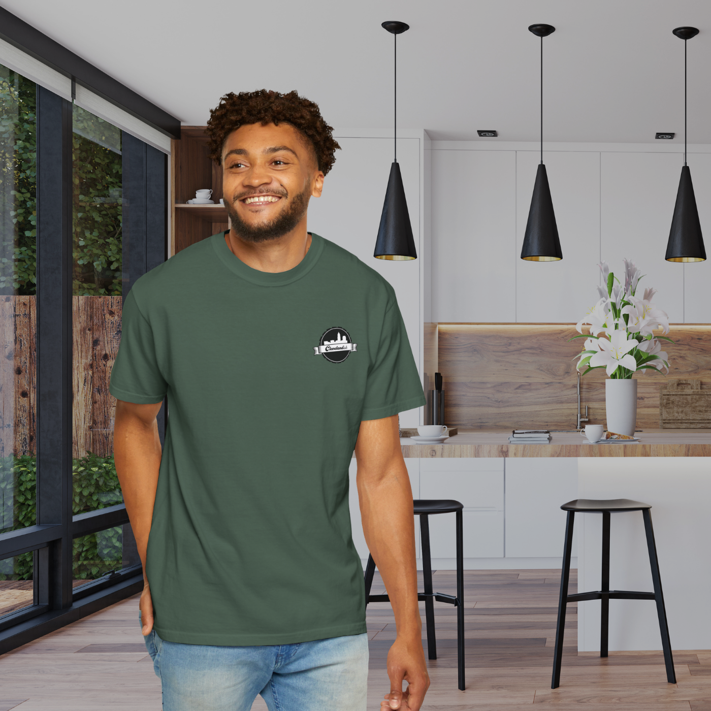 Garment-Dyed T-Shirt Clevelandish Logo Tee - Represent Your Home Town